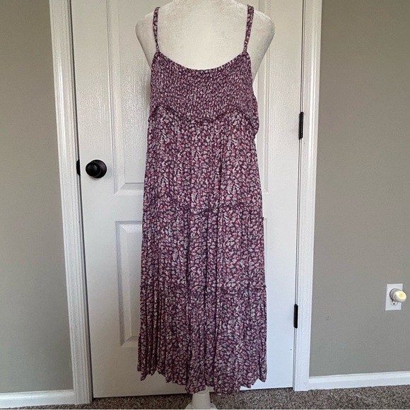 Floral Tiered Midi Dress Boho Beach Sundress Flowy Lightweight Summer XL - Picture 5 of 16